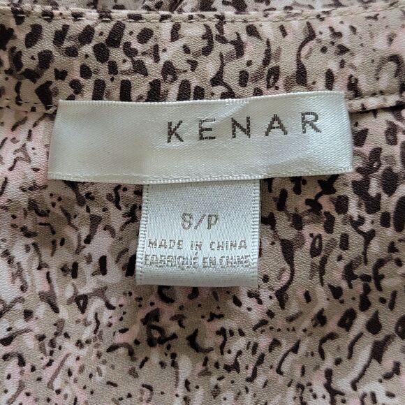 Kenar Brown And Pink Animal Print Flowy Hidden Button Top Size Small - Picture 10 of 11